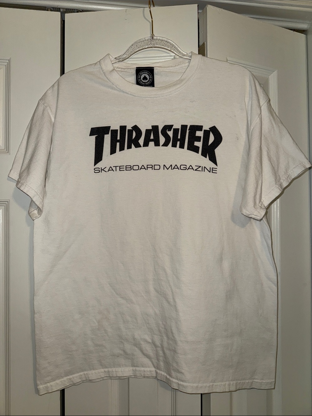 Thrasher White T-Shirt with Black Logo - Men